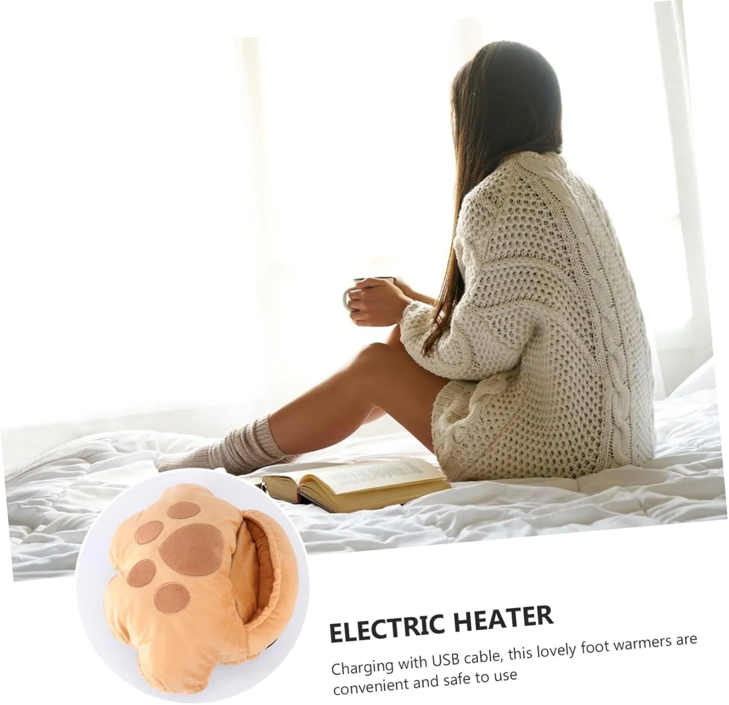 1 PC USB Foot Warmer Portable Table Electric Table Plush Slippers Fuzzy House Slippers Plush Foot Warmer