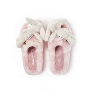 13DE MARZO Logo Furry Plush Slipper Primrose Pink
