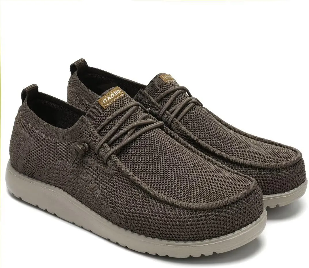 1TAZERO Men Wide Width Slip On Shoes Loafer with Arch Support Insoles Men Casual Shoes for Plantar Fasciiti with Arch Support