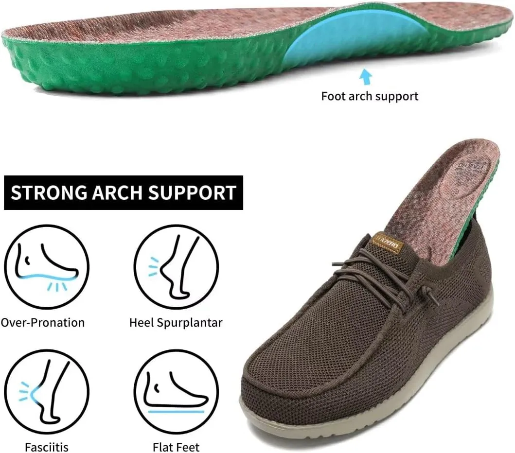 1TAZERO Men Wide Width Slip On Shoes Loafer with Arch Support Insoles Men Casual Shoes for Plantar Fasciiti with Arch Support