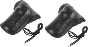 2 Pairs Cover Outdoor Shoe Protectors Men Women Work Toe Guard Heel Protectors Safety Shoes Outdoor Accessory Simple Shoe Sleeve Two Layers of Cowhide Black