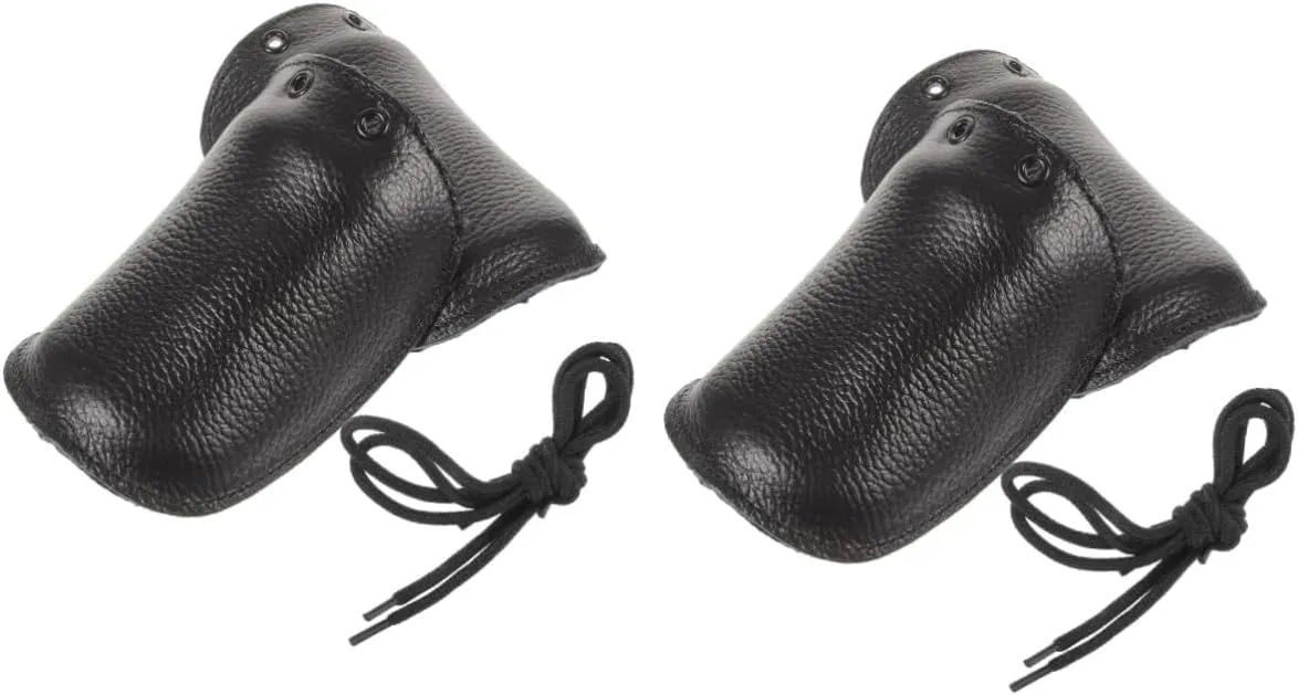 2 Pairs Cover Outdoor Shoe Protectors Men Women Work Toe Guard Heel Protectors Safety Shoes Outdoor Accessory Simple Shoe Sleeve Two Layers of Cowhide Black