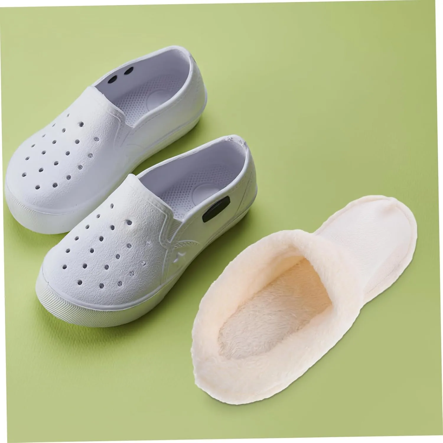 2 Pairs Plush Hole Shoes Cover Sheepskin Wool Slipper Liners Shoes Boots Inserts Grips Thick Casual Shoe Slippers Sandals Inner Wearing Holes Shoe Buckle Warm Toe Cotton