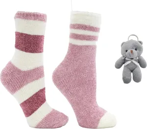 2 Pairs Velvet Slipper Socks | Rose and Shea Butter Infused | Pink