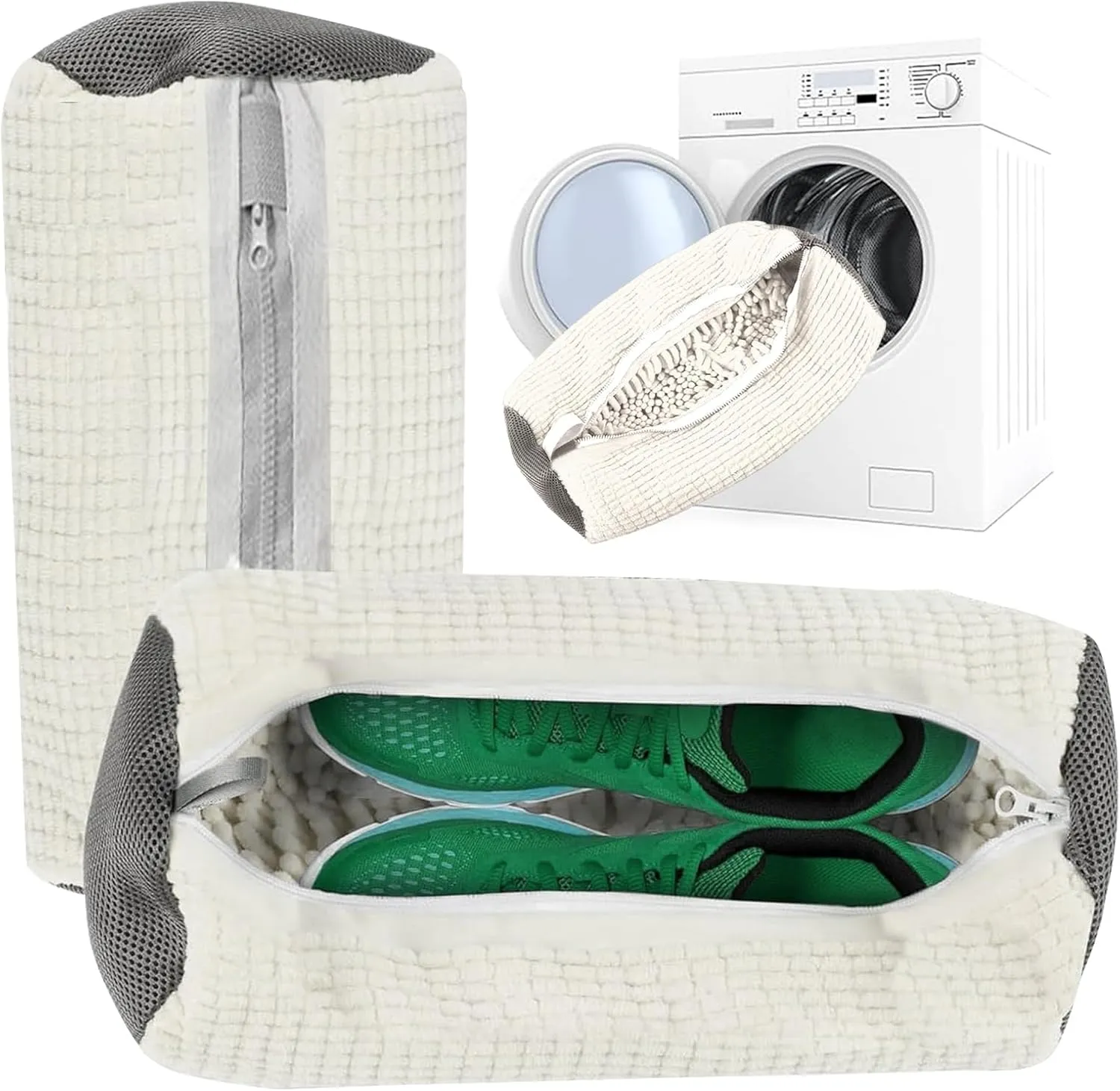 2 PCS Shoe Washing Machine Bag, Reusable Laundry Shoe Bag for Washer and Dryer, 360° Deep Clean Shoe Cleaning Bag for All Shoe Types, Sneakers, Tennis Shoes, and Slippers