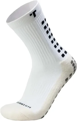 3.0 Cushioned Grip Socks, Made in the USA, Non Slip Grippy Soccer Crew Socks for Men & Women with Grip Inside and Out for Football and Soccer, White, Large