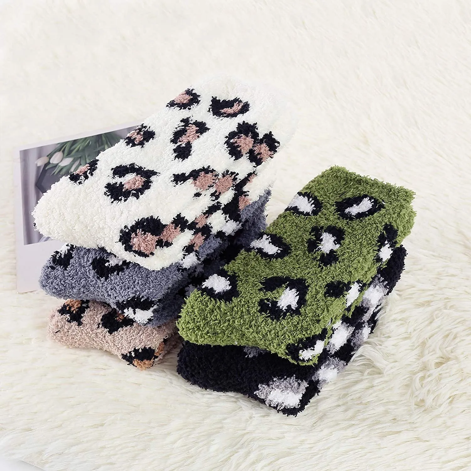 5-Pair: Womens Fuzzy Socks Winter Slipper Socks