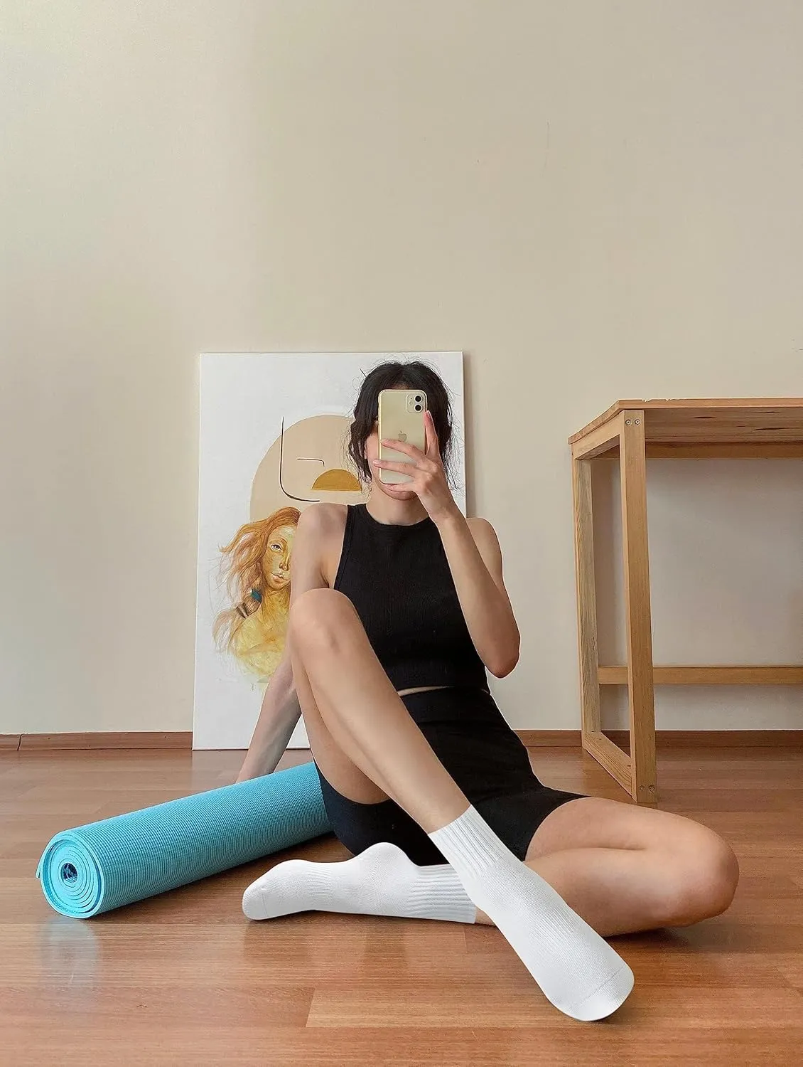 6 Pairs Pilates Socks with Grips for Women-Non-Slip Yoga Socks for Ballet Dance Barefoot Workout Pregnant Crew Socks