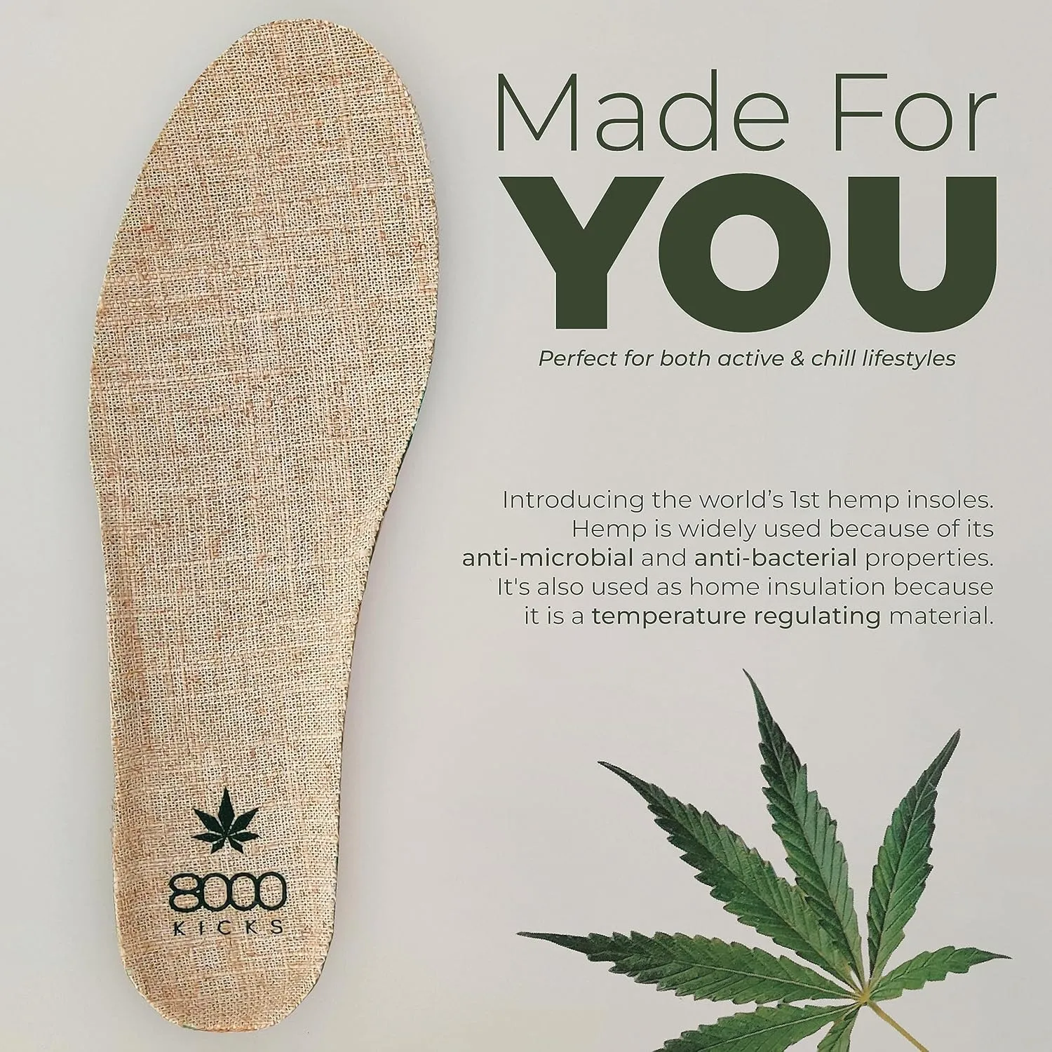 8000Kicks SunSlide Hemp Slides for Women, Grey, Size 9, Water Resistant, Breathable, Comfortable, Durable, Sustainable