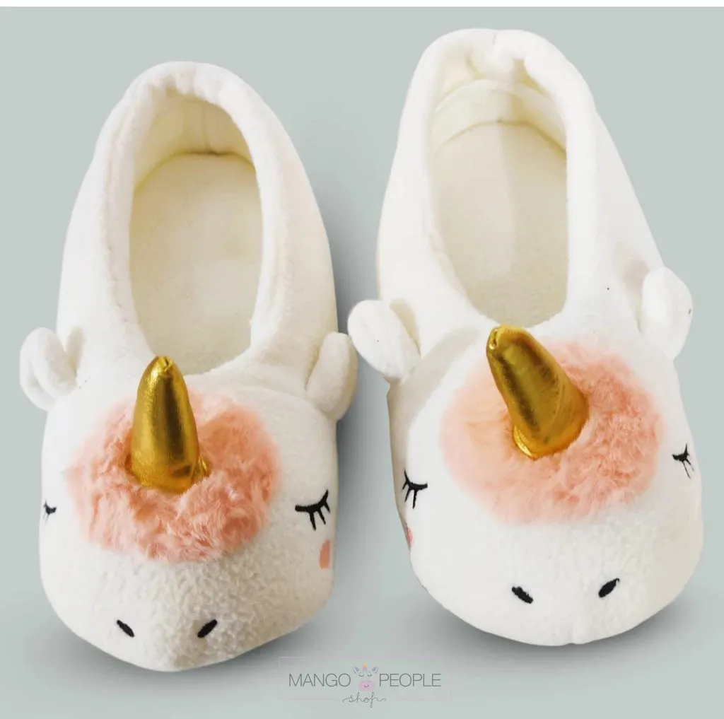 Adorable Unicorn Winter Plush Slippers
