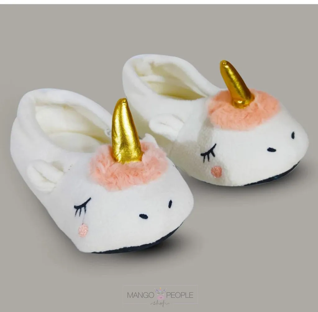 Adorable Unicorn Winter Plush Slippers