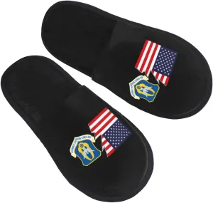 Afr Shield And America Slippers Winter Indoor and Outdoor Slipper Warm Cozy Soft Lightweight House Shoes Fuzzy Slip-On Slipper Large