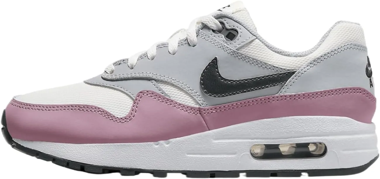 Air Max 1 Big Kids' Shoes (DZ3307-115, Summit White/Wolf Grey/White/Dark Smoke Grey) Size 5