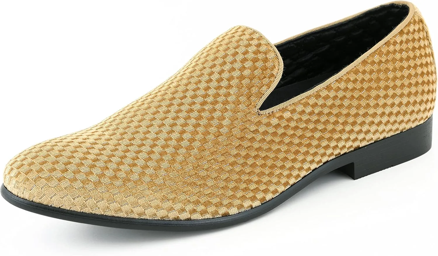 Amali Fishman Men’s Dress Shoes Plush Velvet with a Quilted Design Slip-on Driver Shoes for Men Velvet Loafers The Original Smoking Men Tuxedo Slipper Shoes