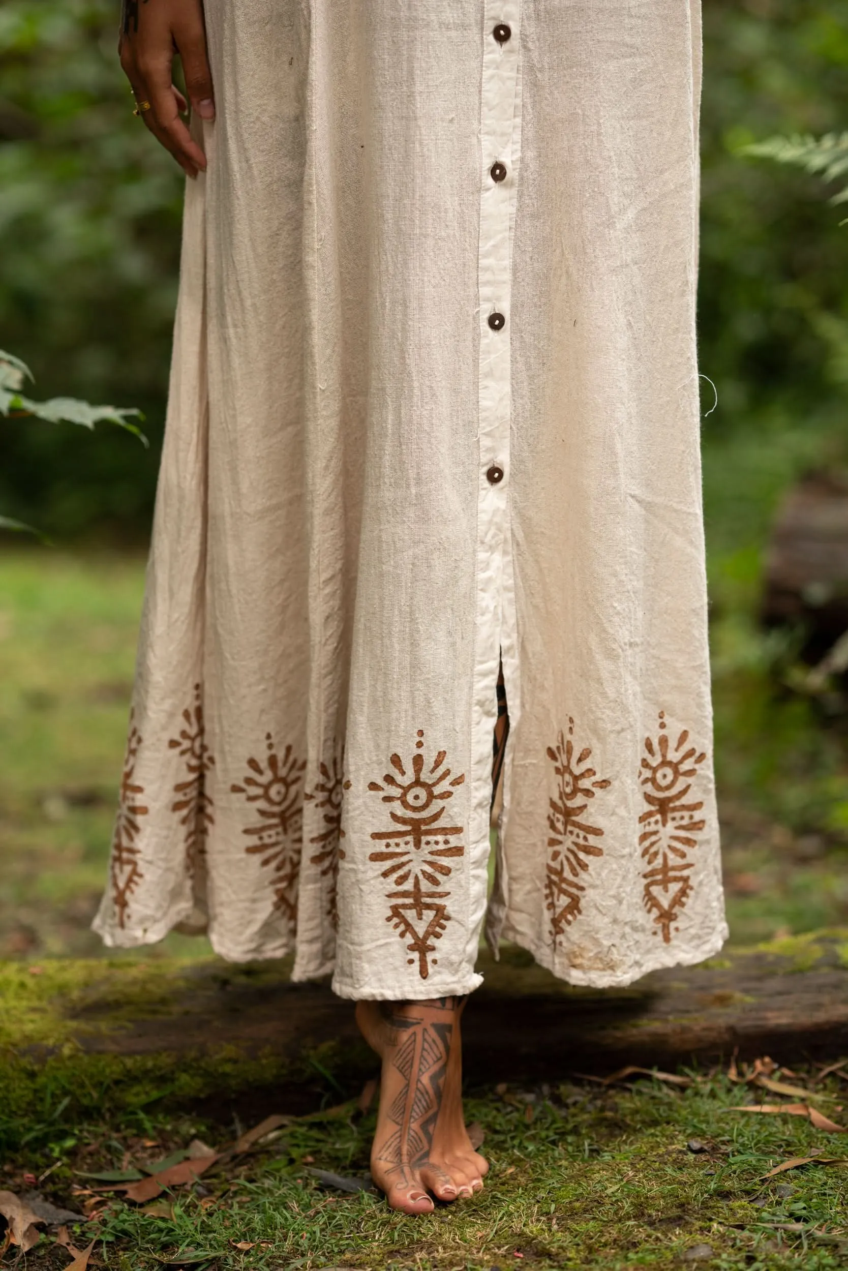 Ancient Heritage Dress - Cream with Prints