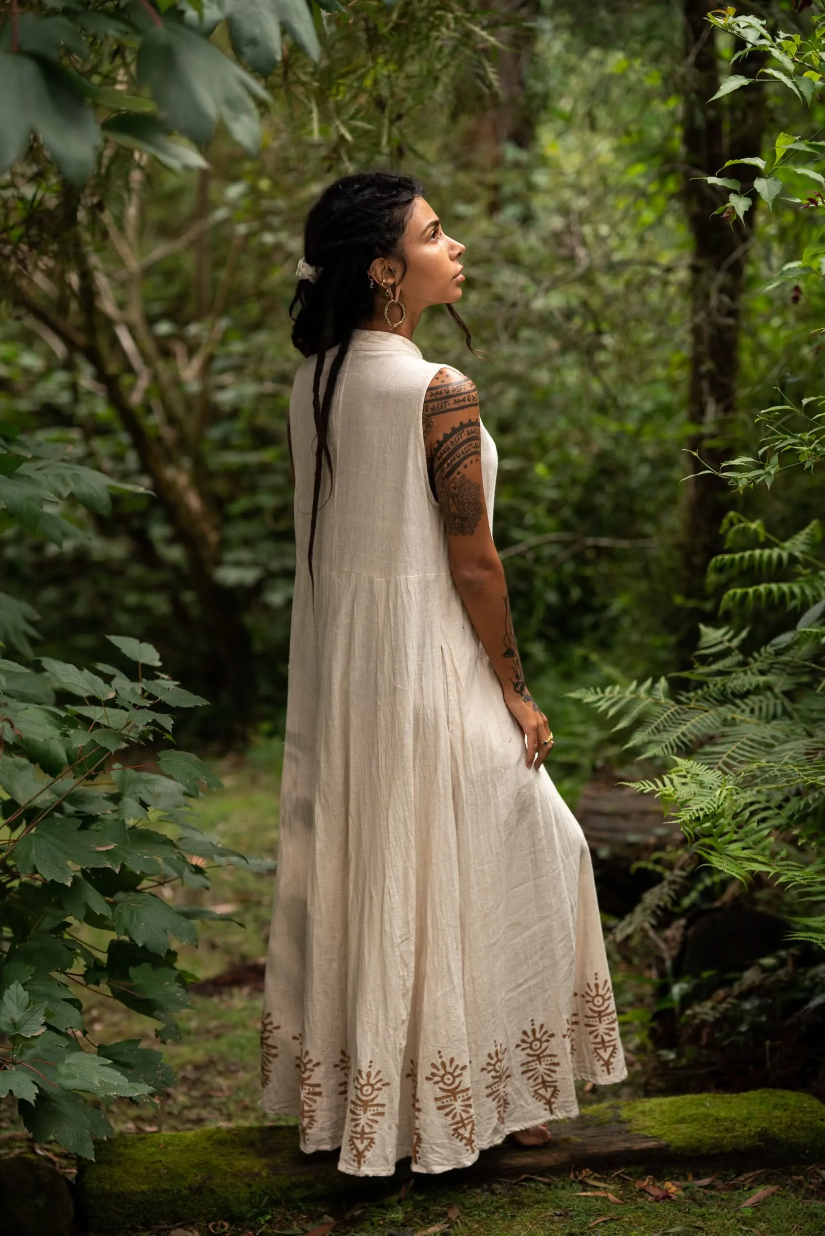 Ancient Heritage Dress - Cream with Prints