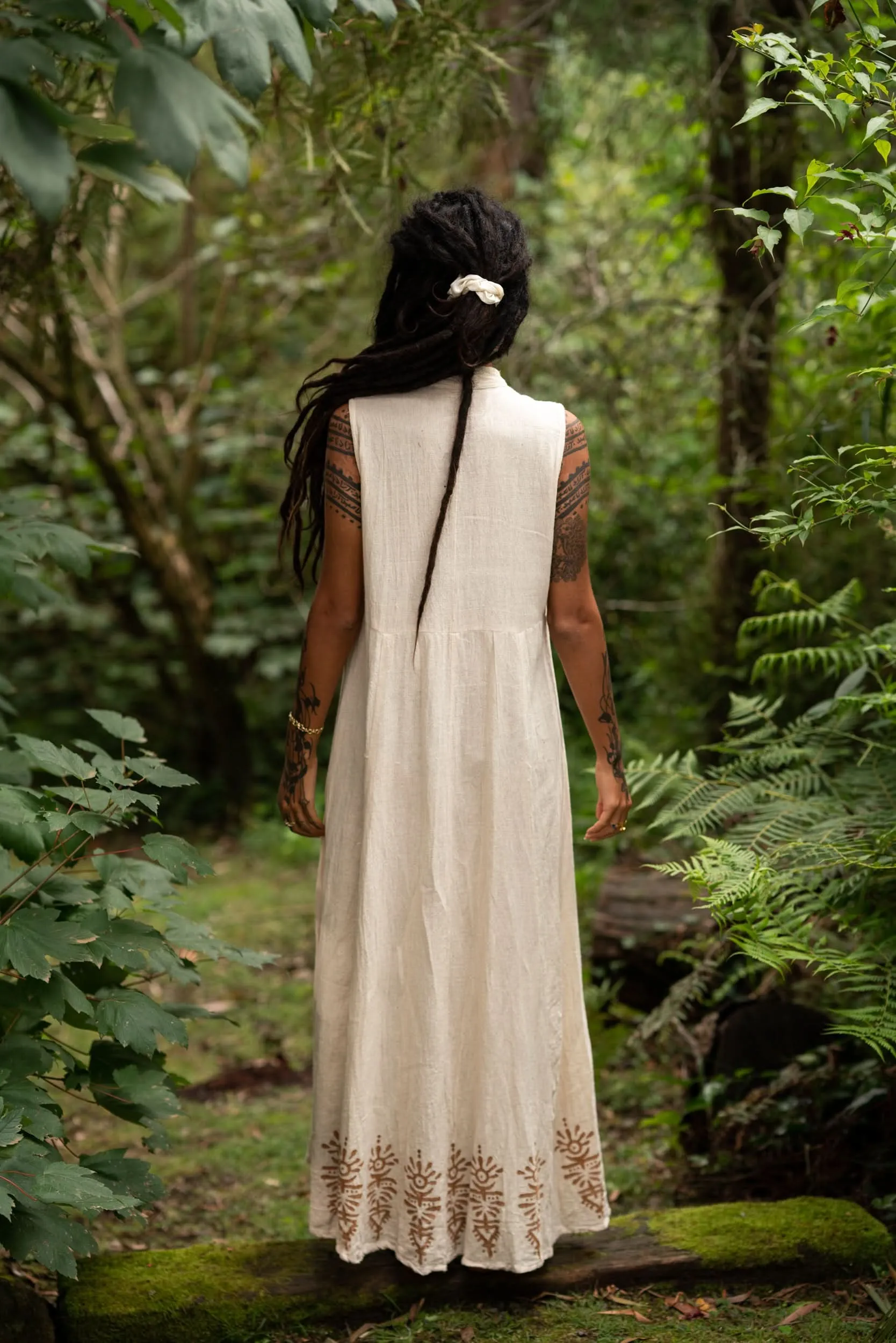 Ancient Heritage Dress - Cream with Prints