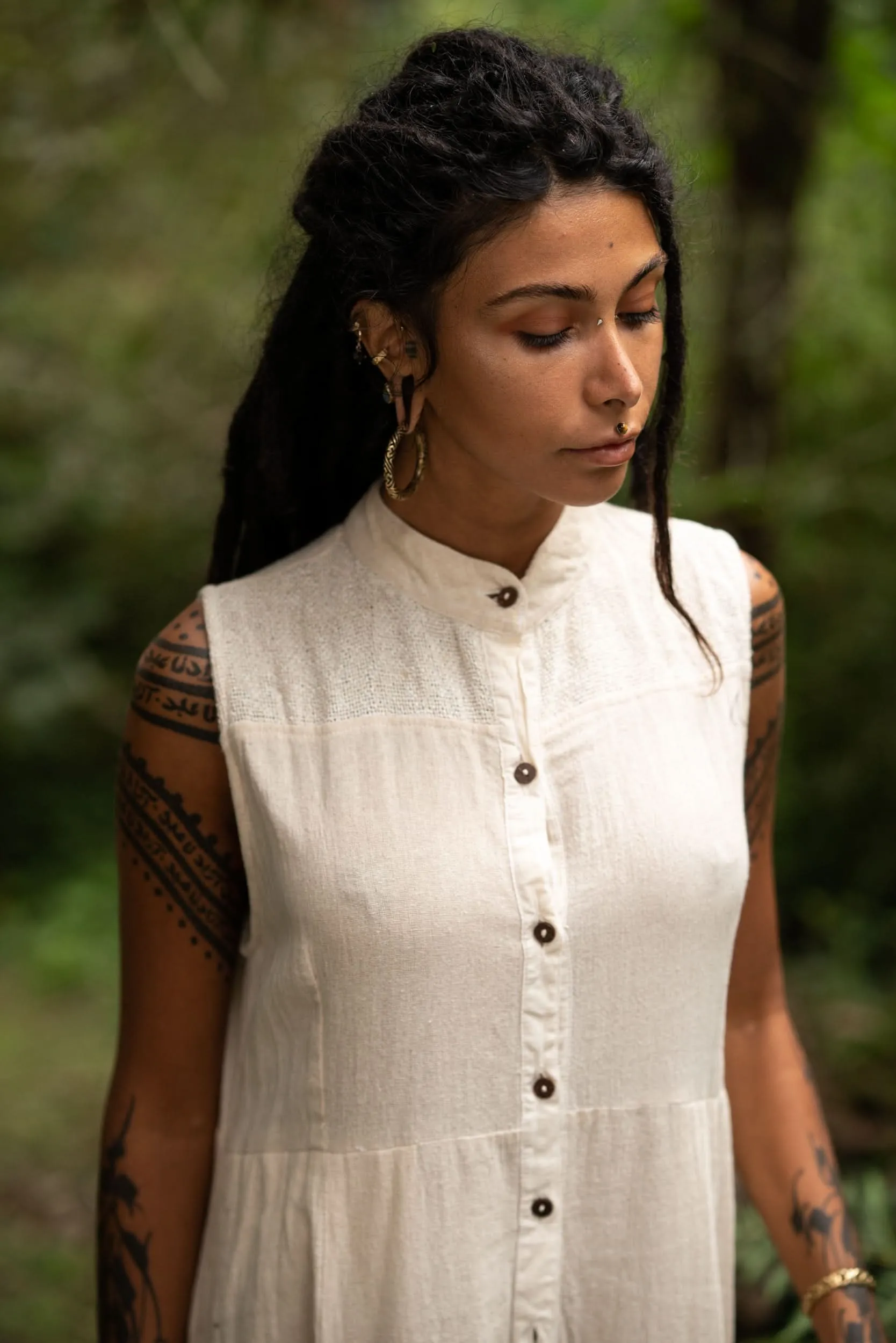 Ancient Heritage Dress - Cream with Prints