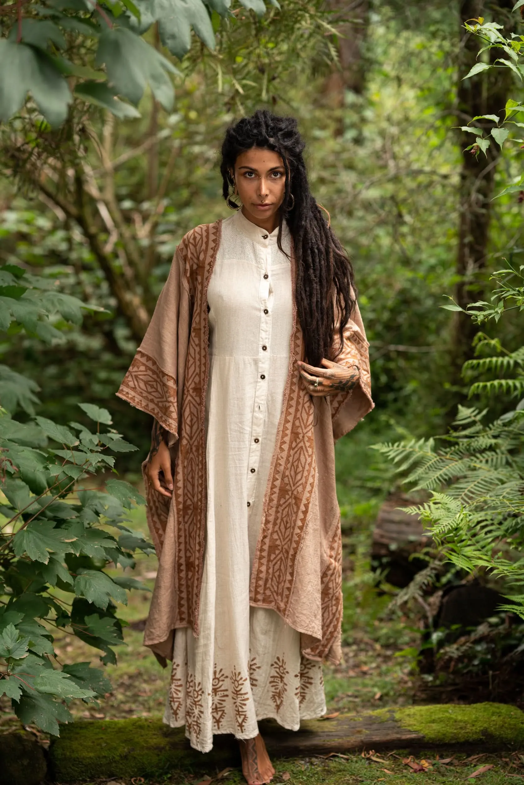 Ancient Heritage Dress - Cream with Prints