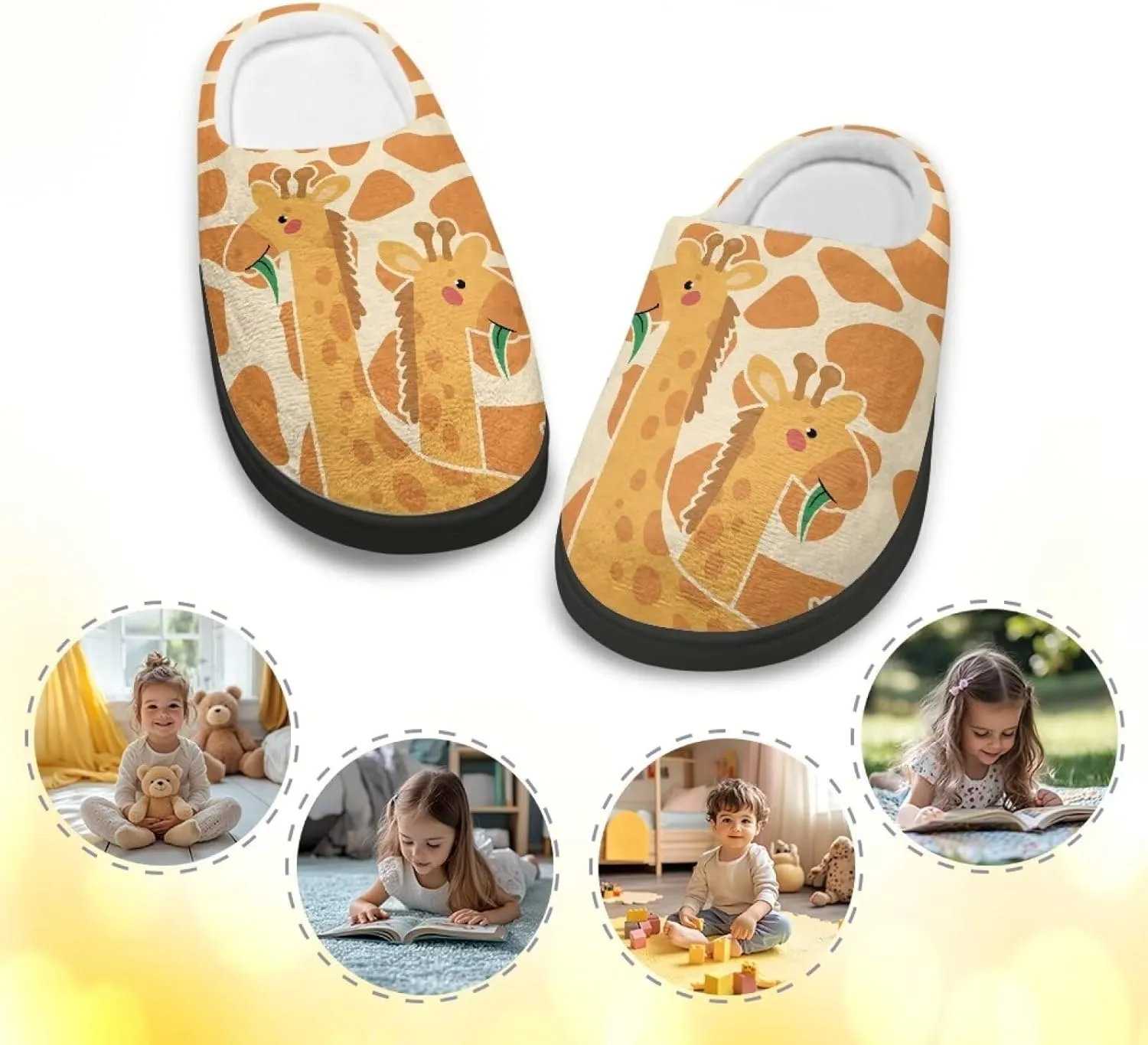 Animal Cotton Slippers for Kid Slip-On Plush Slippers Breathable Comfort Cozy Outdoor Bedroom Plush Slipper for Kids