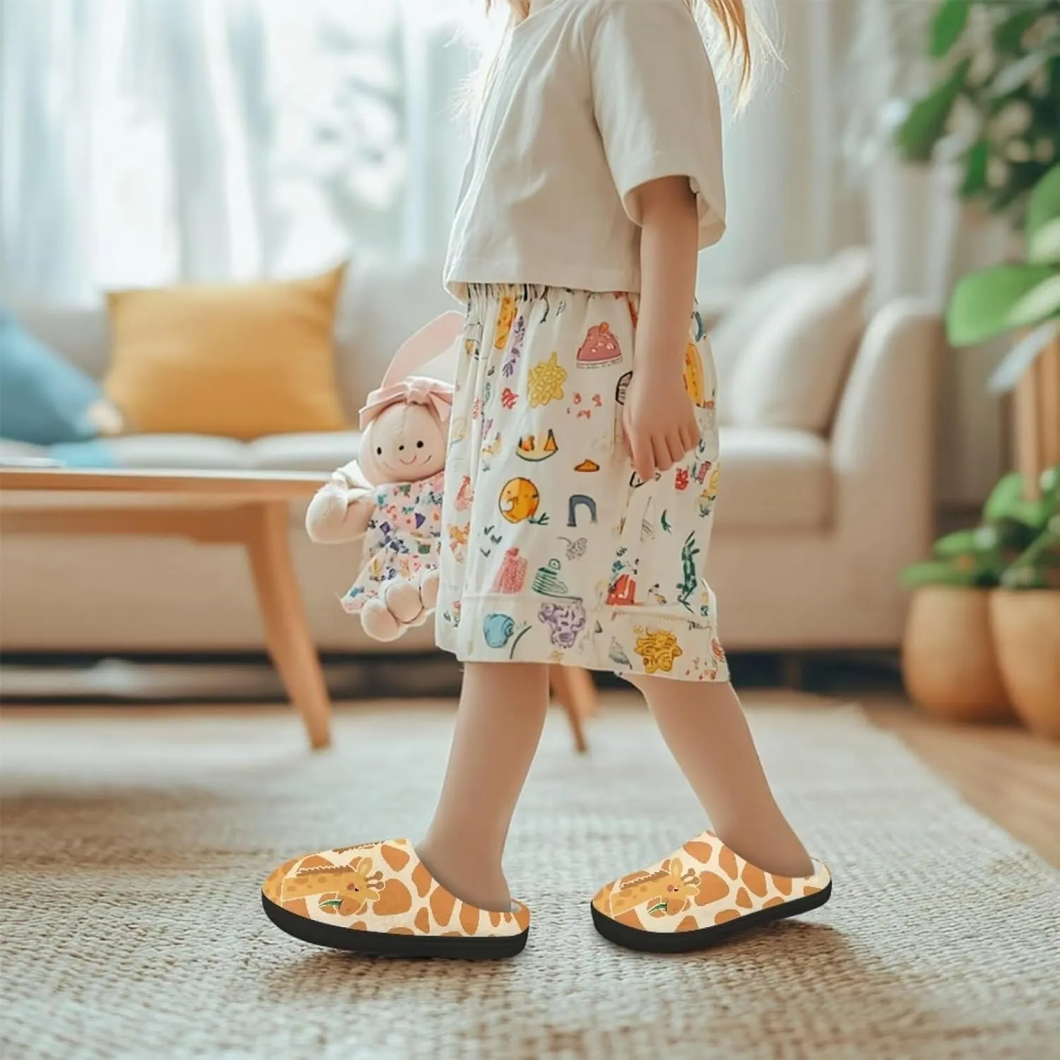 Animal Cotton Slippers for Kid Slip-On Plush Slippers Breathable Comfort Cozy Outdoor Bedroom Plush Slipper for Kids