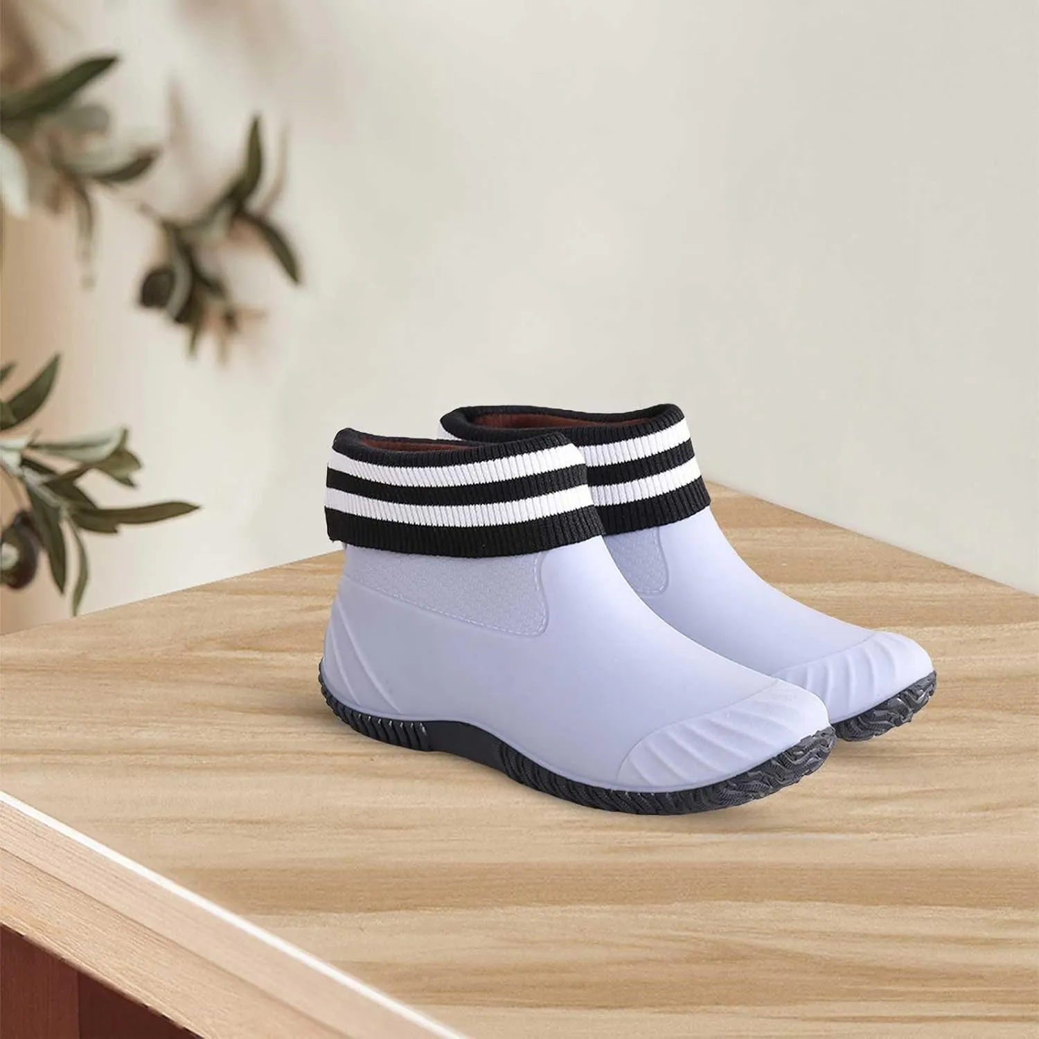 Ankle Rain Boots Women Knit Lined Mens Grounded Footwear Booties with Heel Non Slip Work Barefoot Shoes Mens Rain Boots Slip On Non-Slip Rubber Waterproof Men's Snow Boots