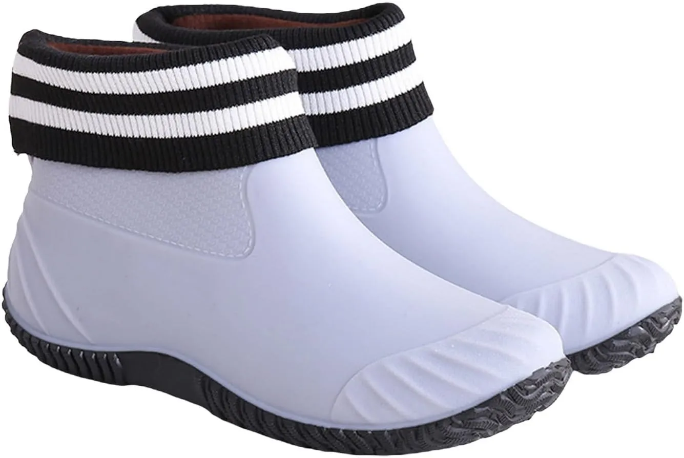 Ankle Rain Boots Women Knit Lined Mens Grounded Footwear Booties with Heel Non Slip Work Barefoot Shoes Mens Rain Boots Slip On Non-Slip Rubber Waterproof Men's Snow Boots