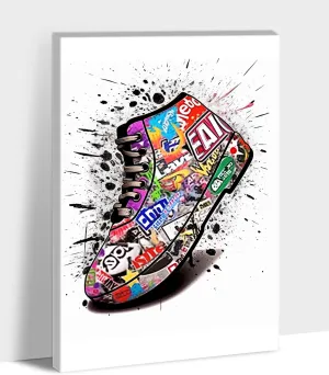 ANRUOXI Graffiti Wall Art, Colorful Graffiti Canvas Wall Art For Teen Boy, Pop Art Wall Decor For Men Bedroom, Cool Sneaker Wall Art Street Art Poster Canvas Print Framed Ready To Hang 28x40''