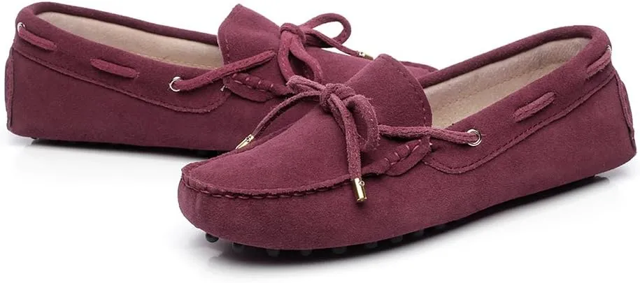 ANUFER Women's Classic Suede Penny Loafers Comfort Handmade Slipper Moccasins