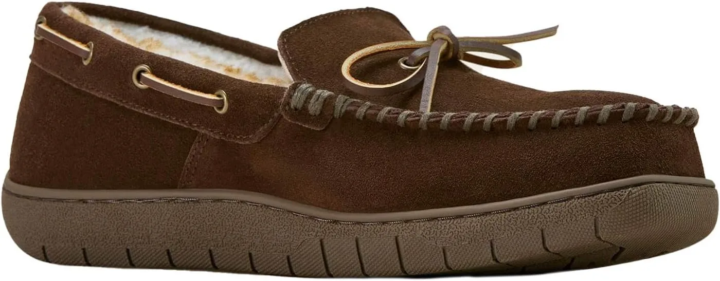 ARIAT Men's Indoor/Outdoor Warm Comfortable Harrison Moccasin Slippers with Genuine Suede Leather Upper