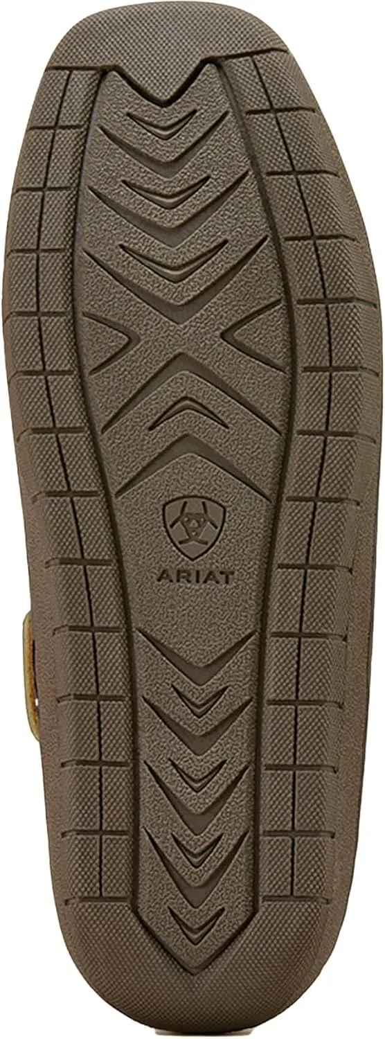 ARIAT Men's Indoor/Outdoor Warm Comfortable Harrison Moccasin Slippers with Genuine Suede Leather Upper