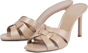 Arqa Open Toe Heeled Mules for Women with Intertwining Straps Featuring Squared Toe & Stiletto Heel Pumps Wedding Dress Slip on Sandals