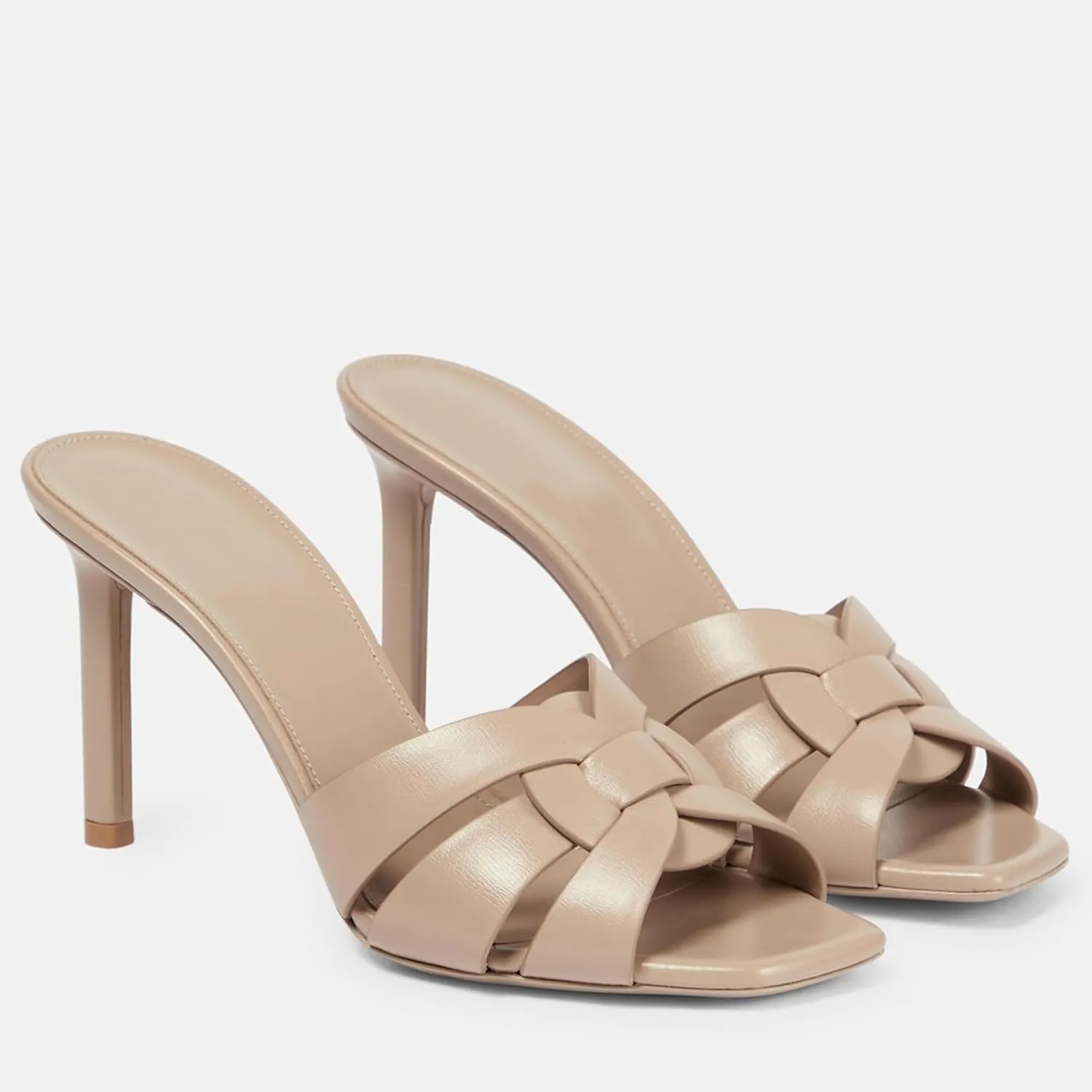 Arqa Open Toe Heeled Mules for Women with Intertwining Straps Featuring Squared Toe & Stiletto Heel Pumps Wedding Dress Slip on Sandals