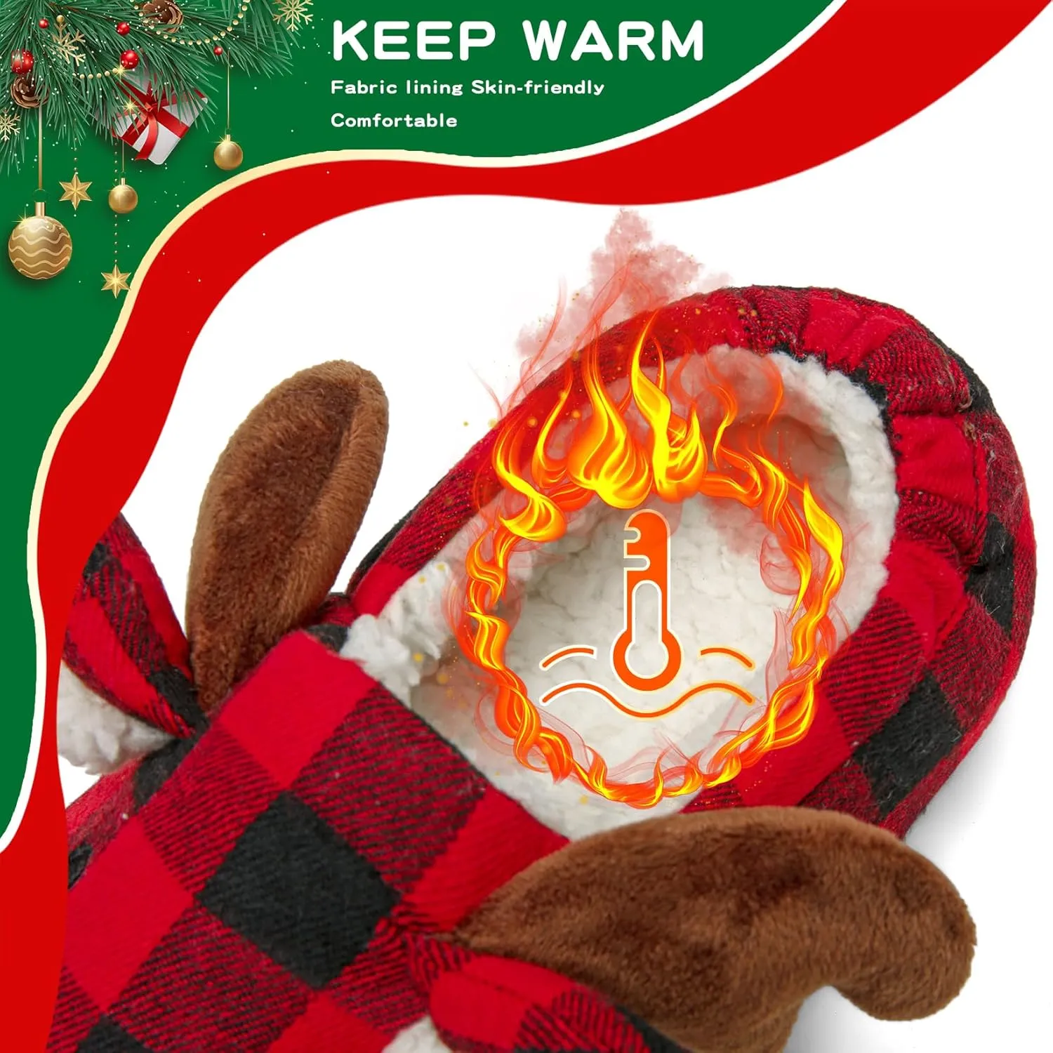 ASHION Women's Cute Fuzzy Reindeer House Slippers Stuffed Animal Bedroom Slippers Cozy Christmas Indoor Shoes
