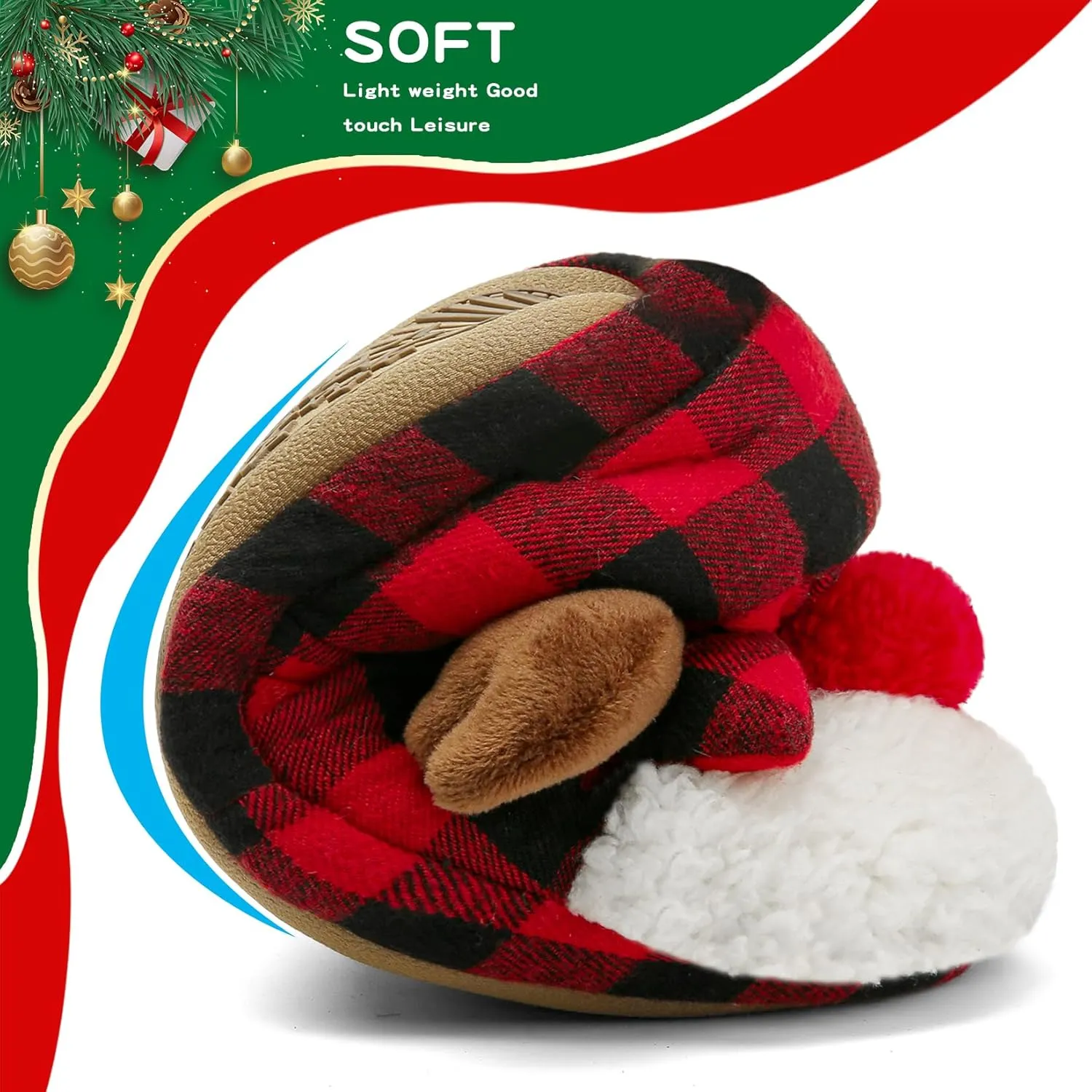 ASHION Women's Cute Fuzzy Reindeer House Slippers Stuffed Animal Bedroom Slippers Cozy Christmas Indoor Shoes