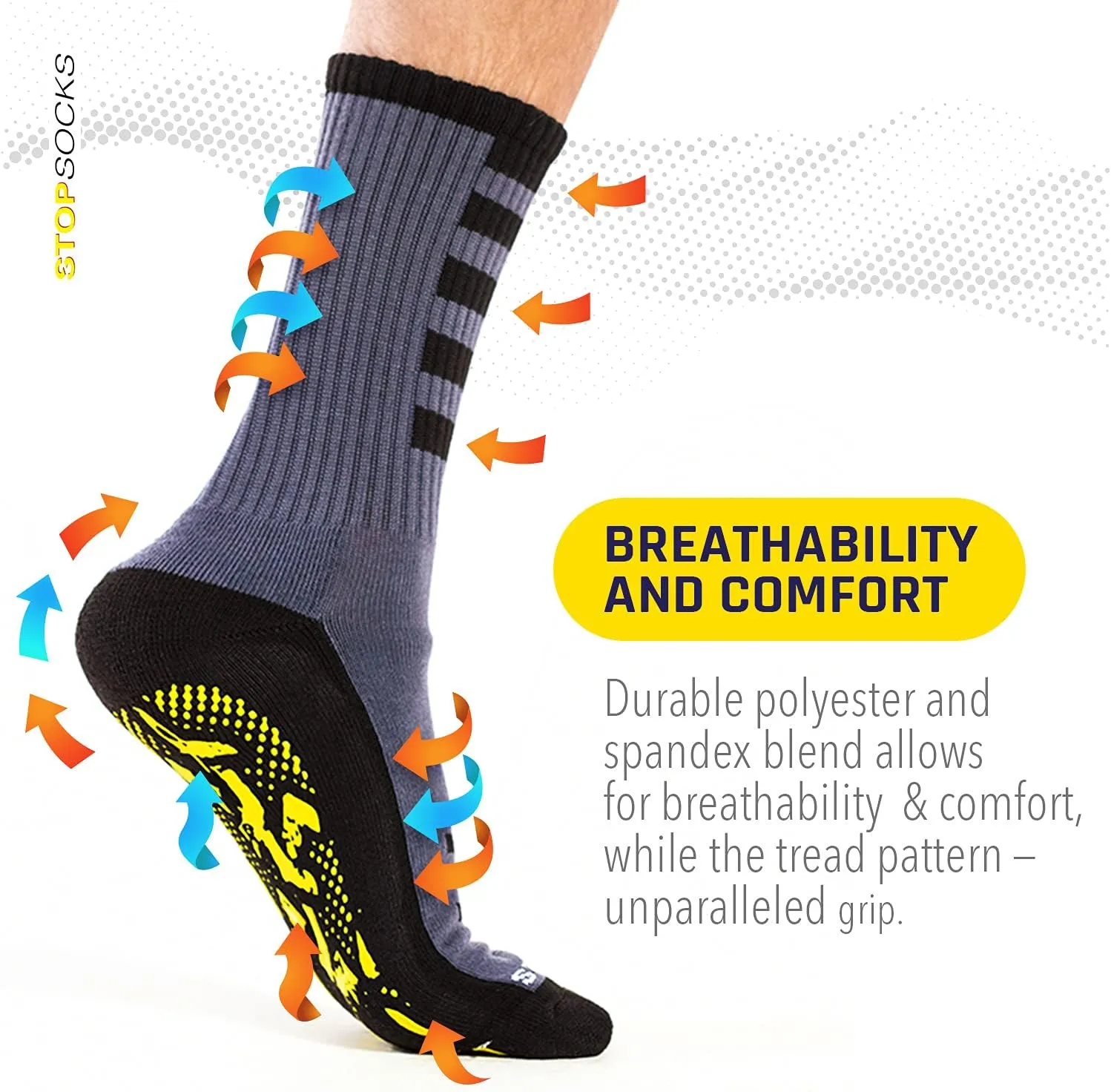 Athletic Non Slip Non Skid Socks with Grippers for Women, Men, Yoga, Barre, Pilates, Gym, Sport, and Hospital