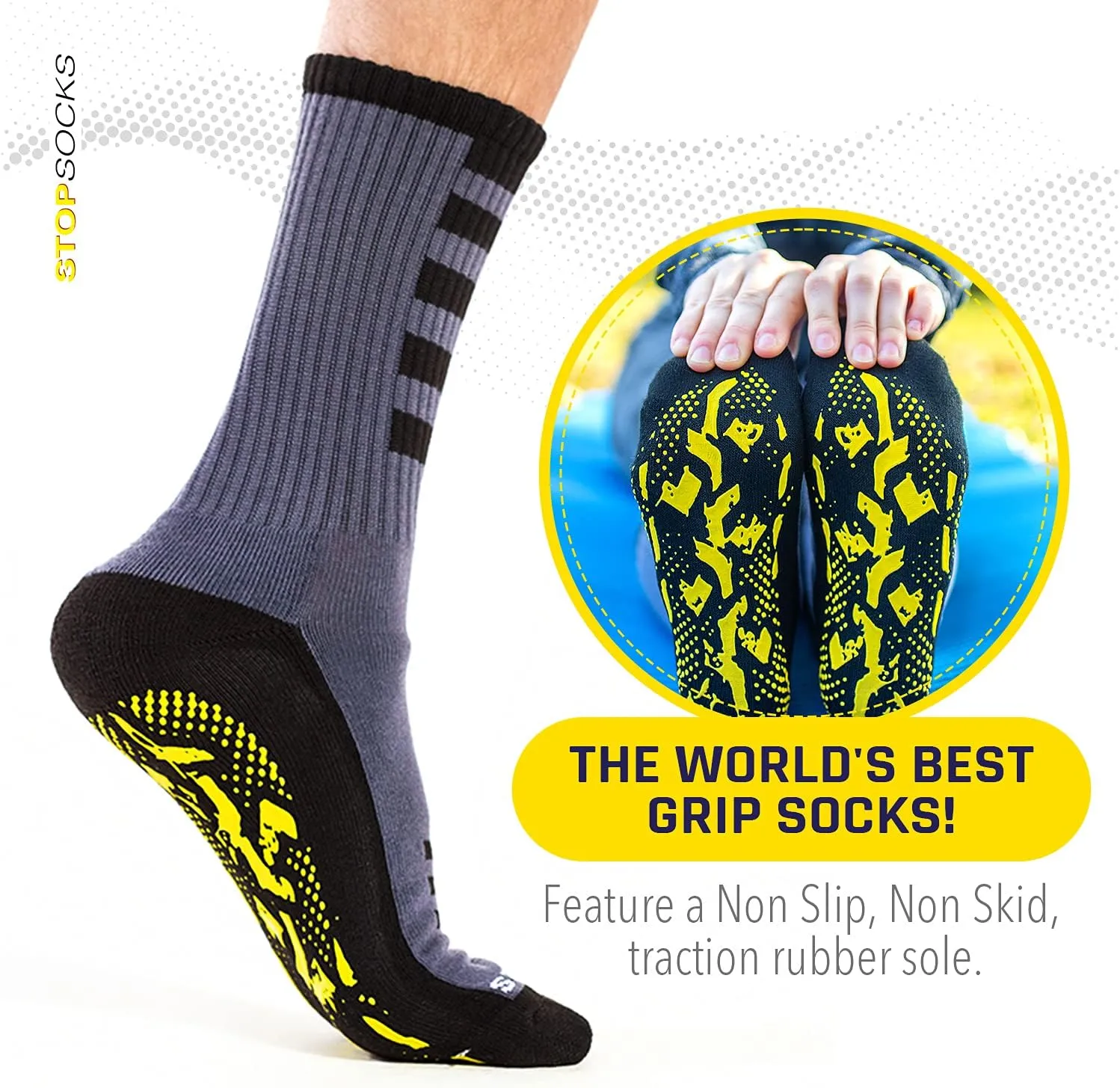 Athletic Non Slip Non Skid Socks with Grippers for Women, Men, Yoga, Barre, Pilates, Gym, Sport, and Hospital