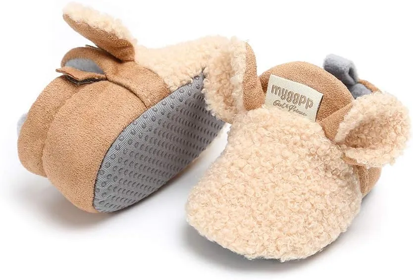 Baby Boys Girls Soft Plush Slippers Cartoon Toddler Infant Warm Winter House Shoes