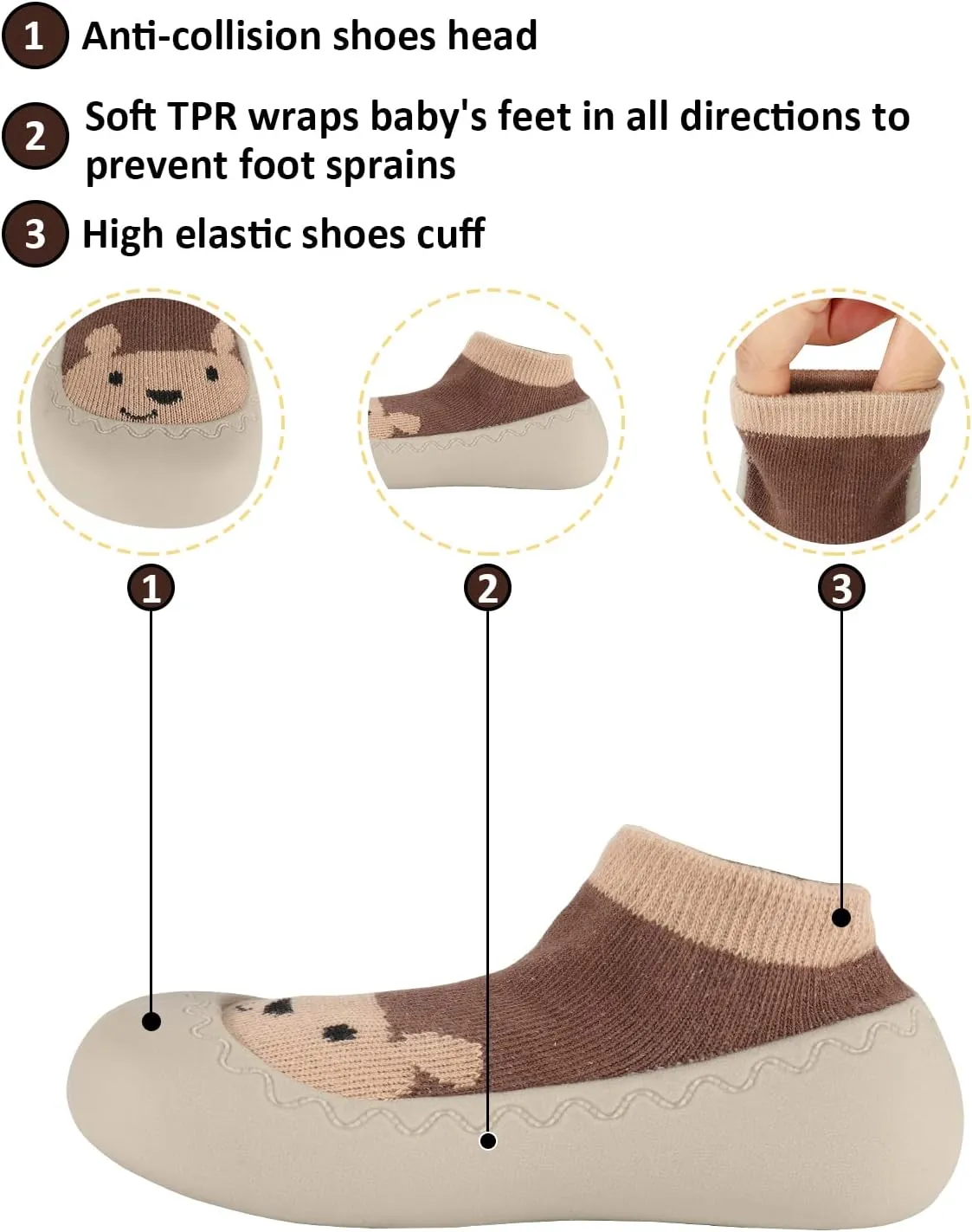 Baby Sock Shoes Animal Rubber Sole Non-Skid Indoor Slipper Infant Boys Girls First Walking Floor Slipper