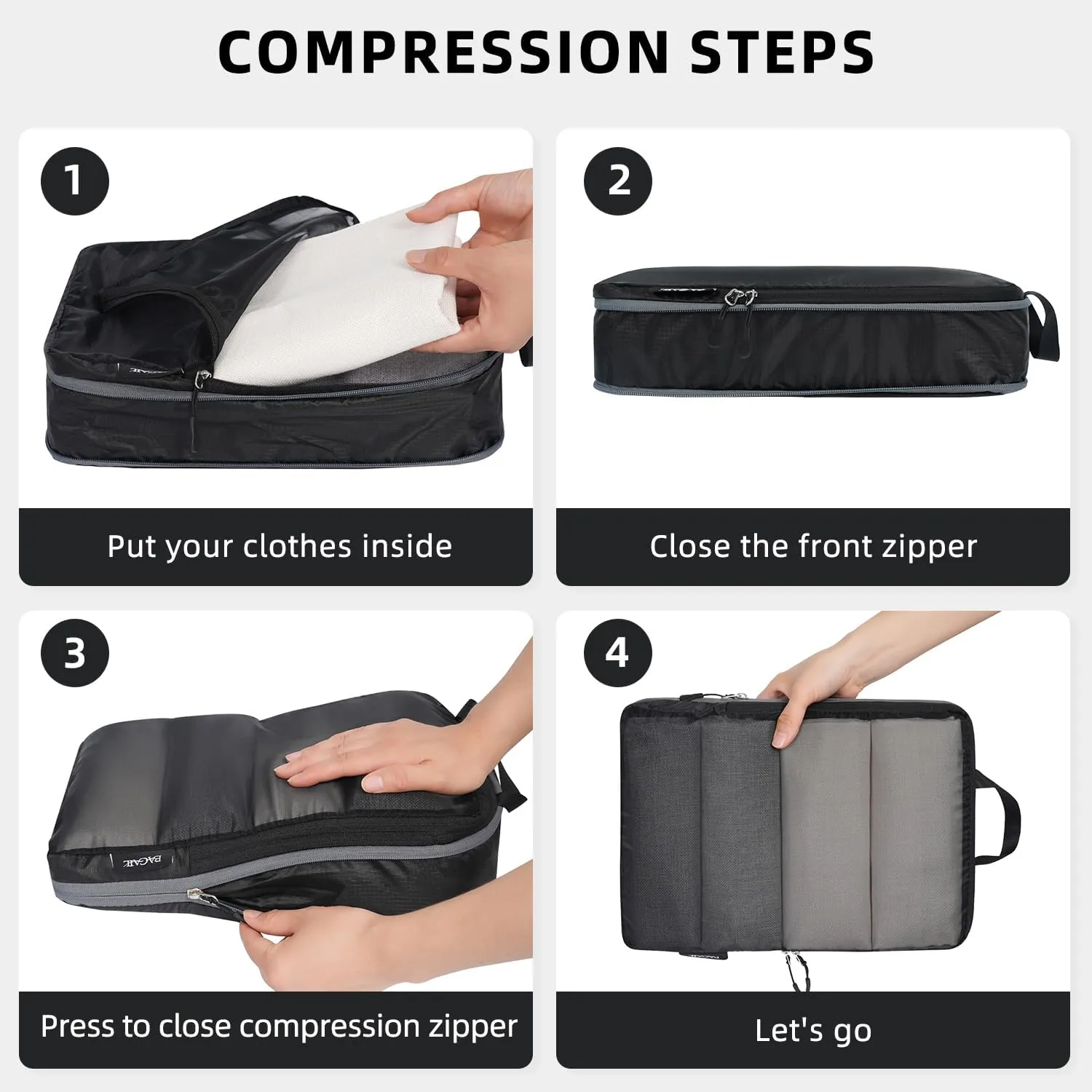 BAGAIL 4 Set/6 Set Ultralight Compression Packing Cubes Packing Organizer for Travel Accessories Luggage Suitcase Backpack