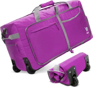 Bago Rolling Duffle Bag with Wheels - 31" 120L Foldable Weekender Bag, Waterproof Travel Duffel Bag, Heavy Duty lightWeight Duffle Bag for Traveling, Rolling Duffel Bag with Wheels (Purple2023)