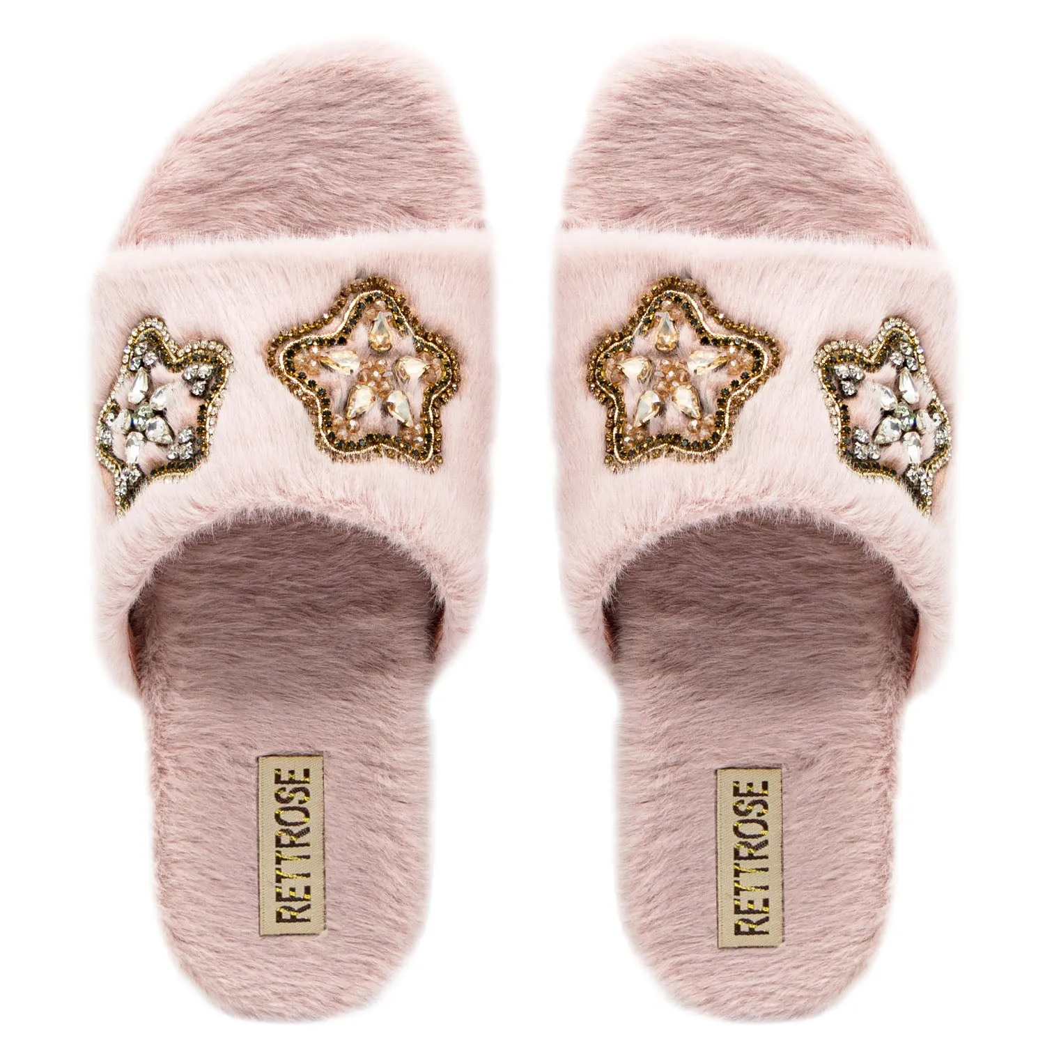 Bailey Pink Luxury Plush Diamanté Embellished Handmade Slipper