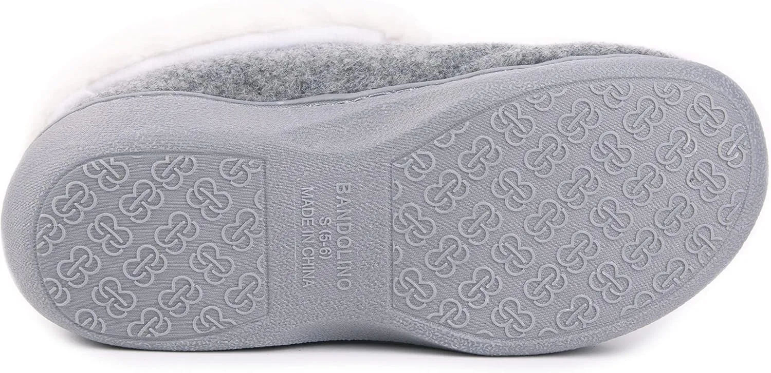 Bandolino Women's House Shoes, Warm Plush Lined Wool Clog Winter Slippers, Rubber Soled Indoor/Outdoor Womens Slipper