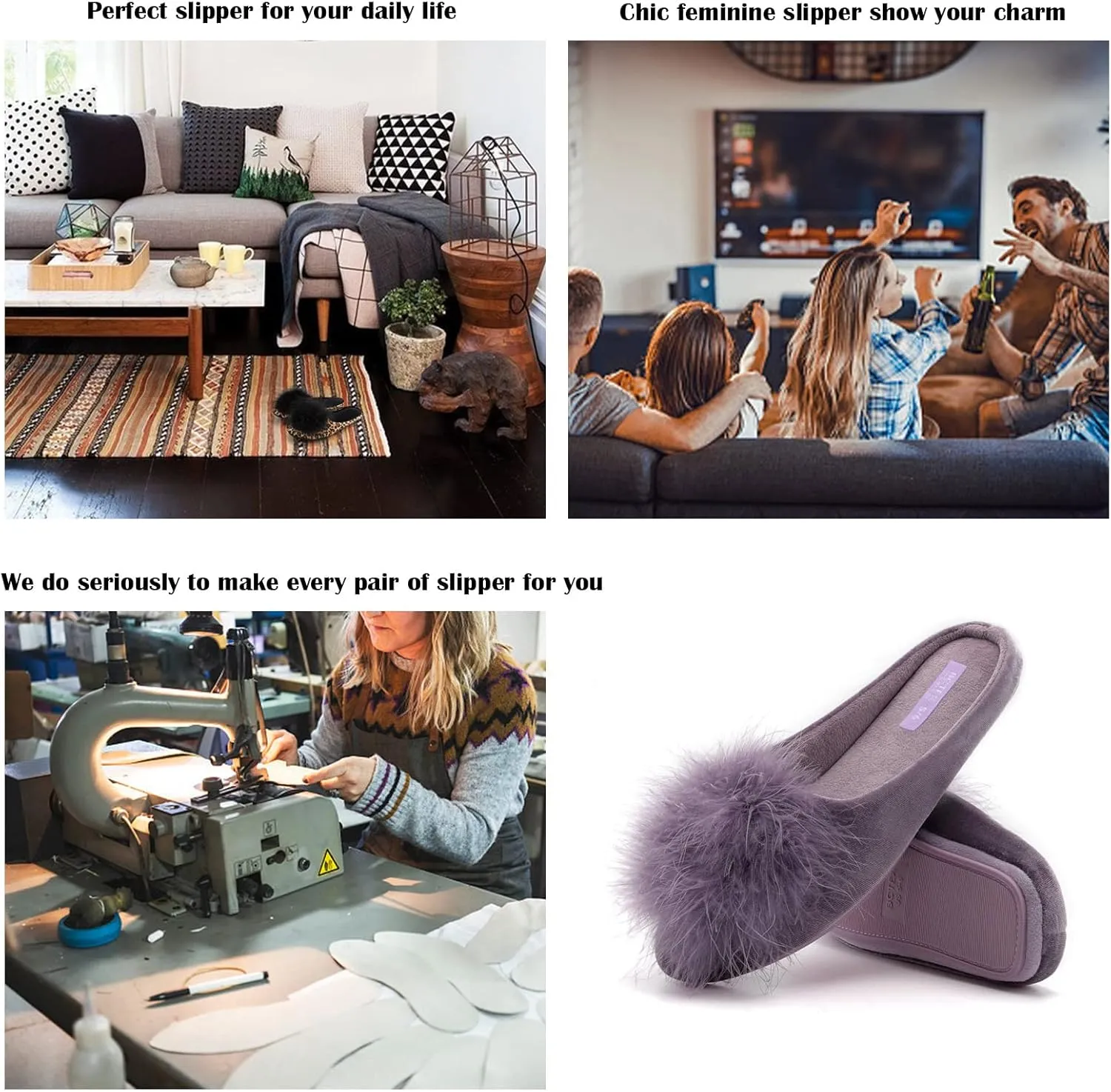 BCTEX COLL Women's Cozy Velvet Memory Foam House Slipper, Ladies Fuzzy Bedroom Slipper Non-slip Sole