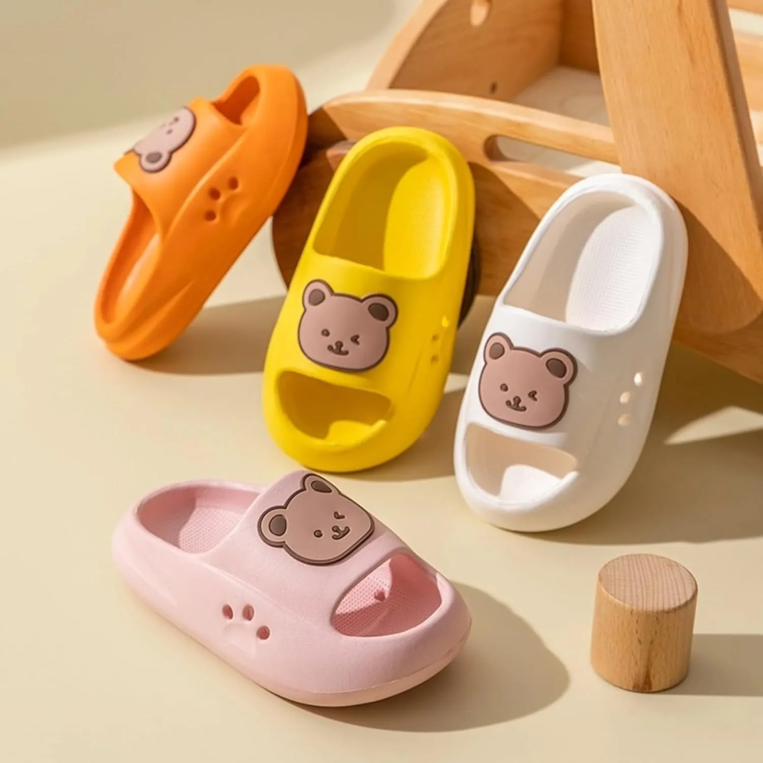Bear Slippers Kids Indoor Cute Teddy Slippers Big Kid Toddler Sandals Slides Shoes for Women Non Slip Home Slippers Slip On Shoes Summer Outdoor Beach Shoes Open Toe Breathable House Shoes