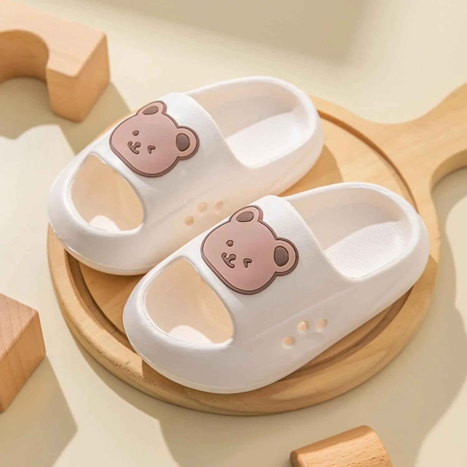 Bear Slippers Kids Indoor Cute Teddy Slippers Big Kid Toddler Sandals Slides Shoes for Women Non Slip Home Slippers Slip On Shoes Summer Outdoor Beach Shoes Open Toe Breathable House Shoes