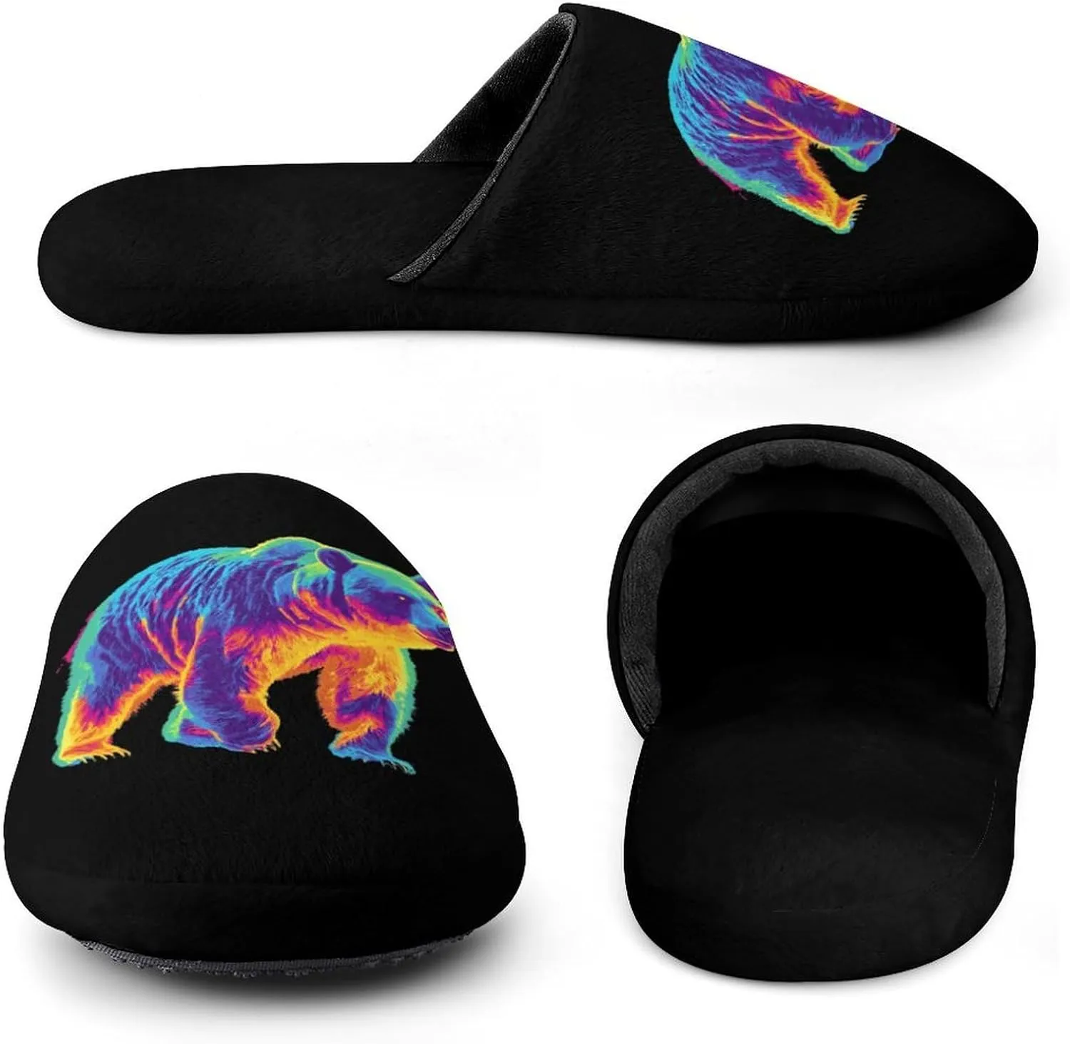 Bear Thermal Imaging Winter Mens Slippers Soft Lightweight Breathable Slip On House Shoes Indoor Outdoor