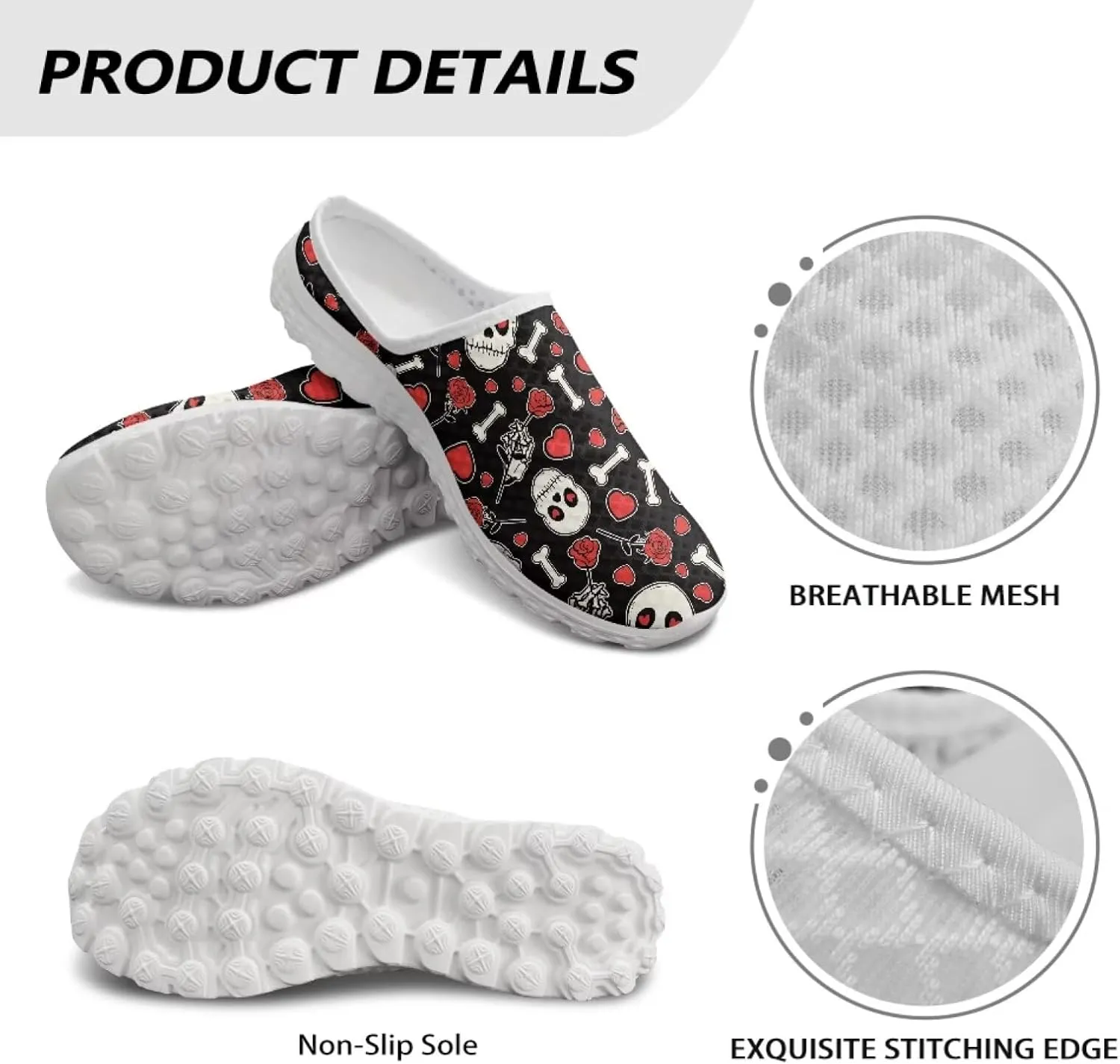 Binienty Women’s Art Design Mules Shoes Breathable Mesh Slip on Gardening Shoes Indoor Outdoor Slipper