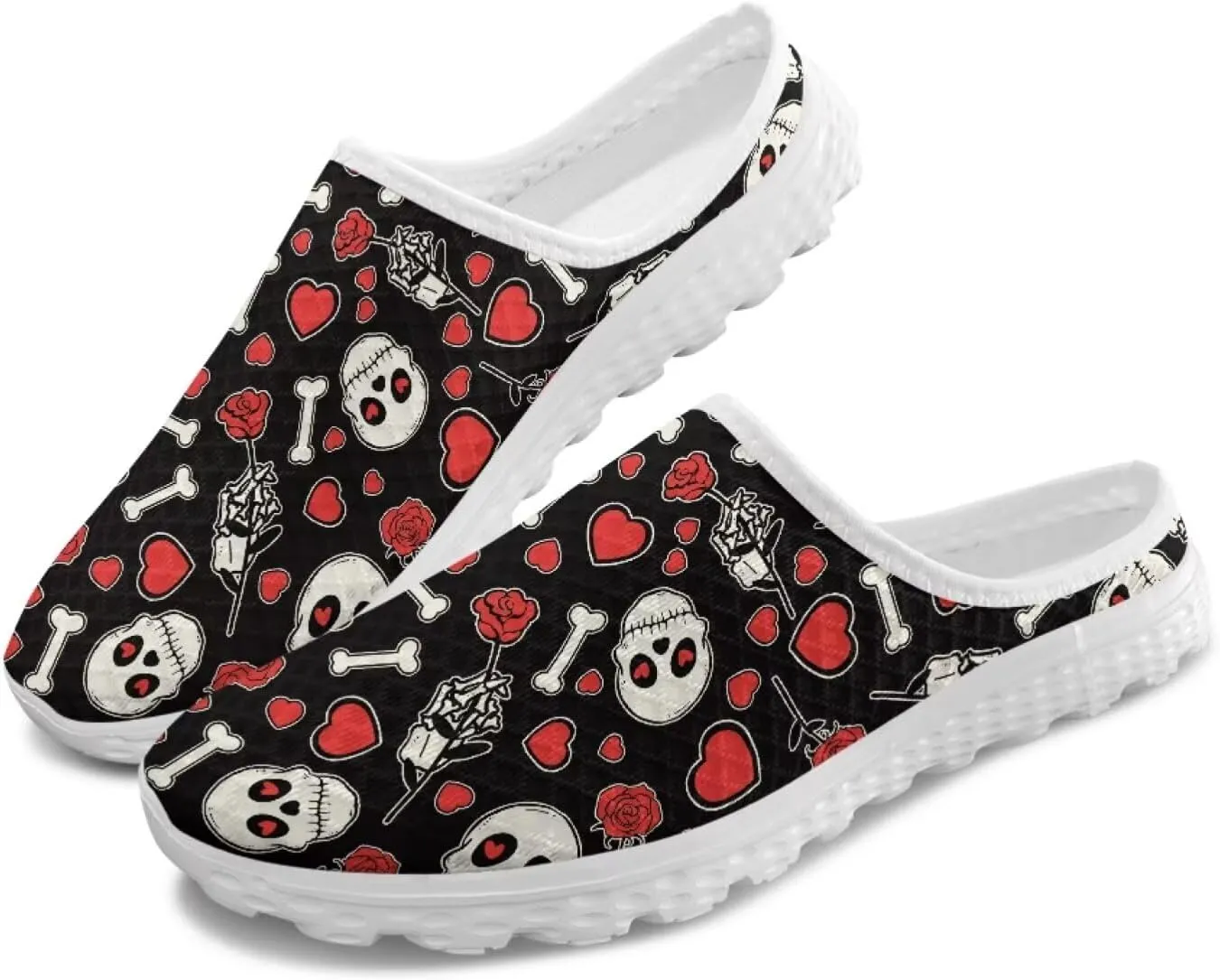 Binienty Women’s Art Design Mules Shoes Breathable Mesh Slip on Gardening Shoes Indoor Outdoor Slipper