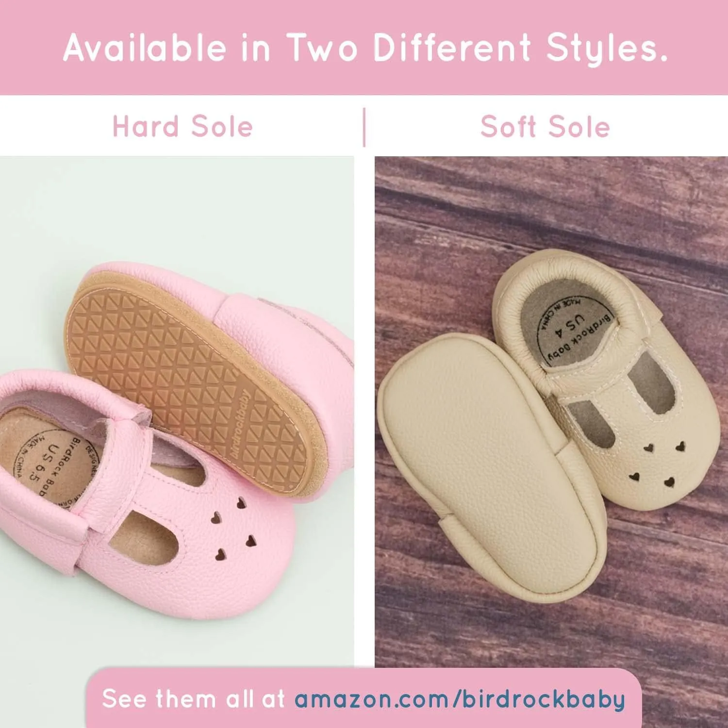 BirdRock Baby Hard Sole Mary Janes - Genuine Leather Shoes for Toddler Girls